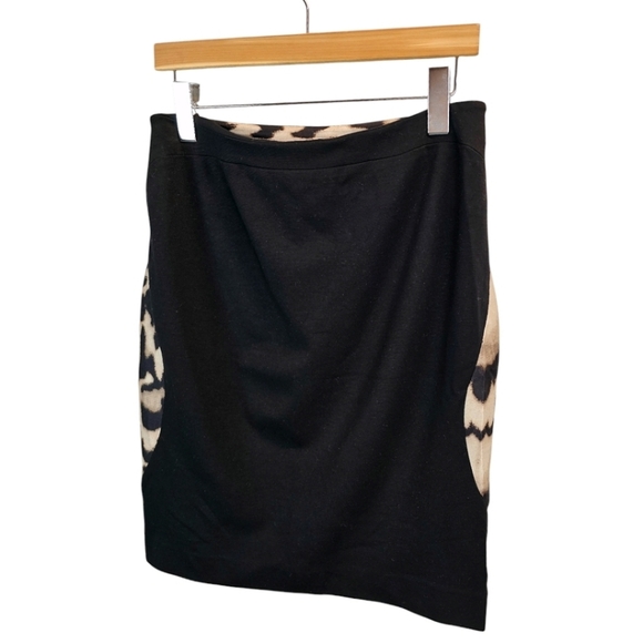 DVF Mae Mikado Leopard Pencil Skirt Wool & Silk Blend Size 10 Women's Black Knit - Picture 6 of 13